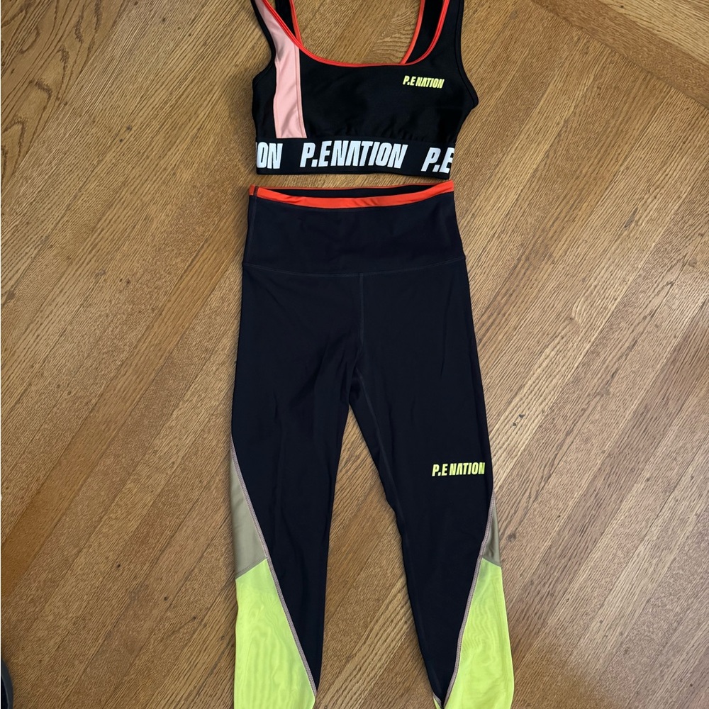 P.E Nation Black and Neon Activewear Ensemble